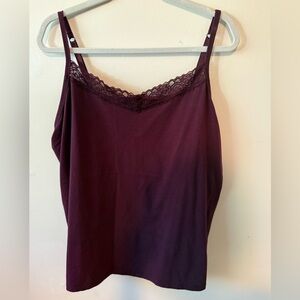 Catherine’s Womens Camisole Tank Top 3XWP Petite Maroon Cami Suprema Lace Trim
